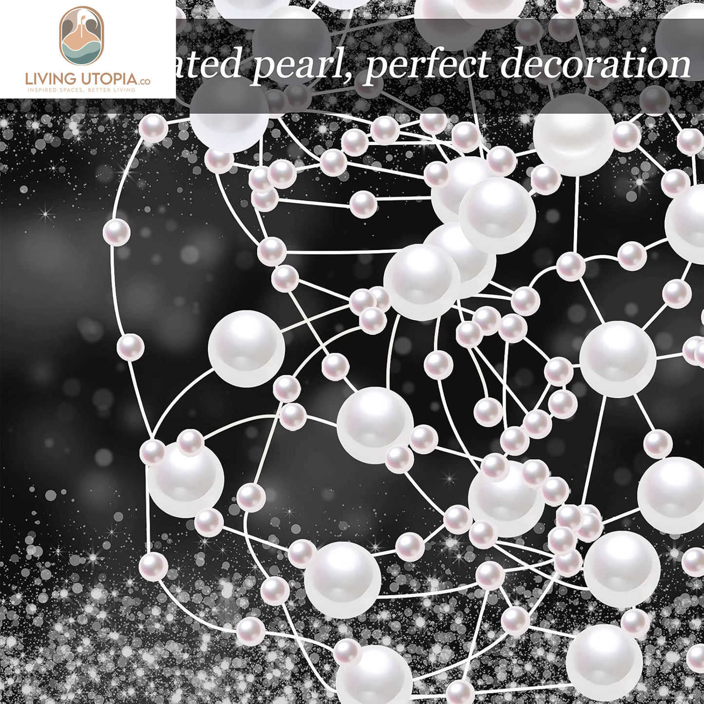 24 Pcs Artificial Pearl String for Floating Candle Faux Pearls Beads String Party Garland Decoration for Vases Filler Wedding Centerpiece Christmas Party Decor(White)
