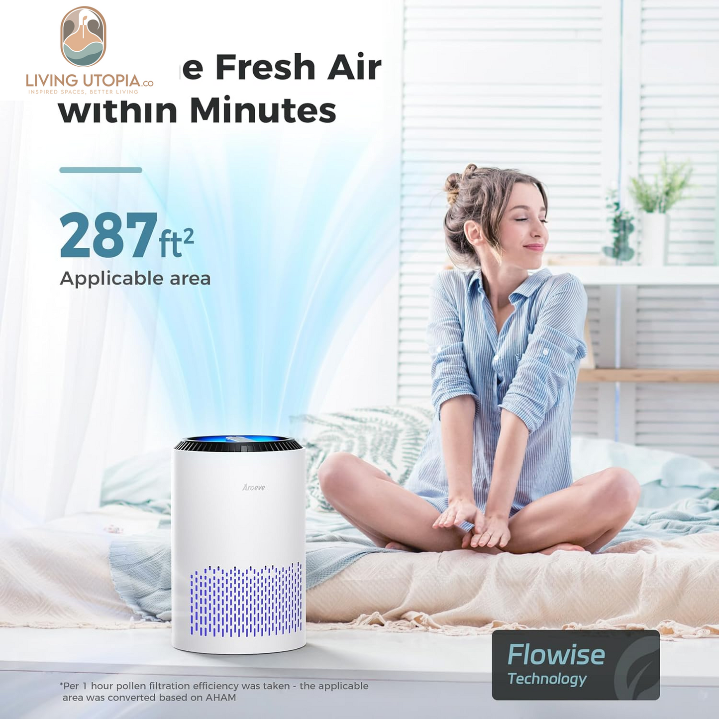 Air Purifiers for Bedroom Home, Air Purifier for Smoke Pollen Dander Hair Smell Air Cleaner with Sleep Mode Speed Control for Bedroom Office, MK01- White(Available for California)