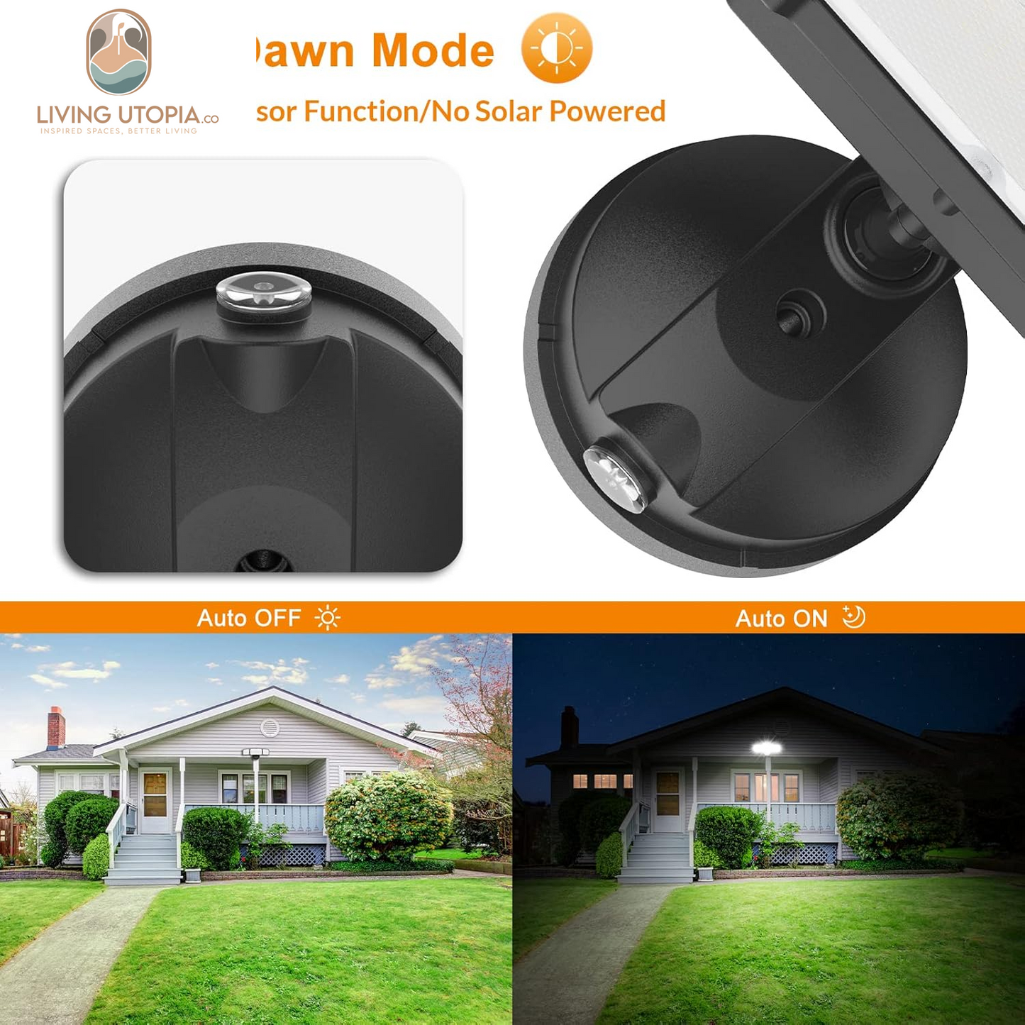 3500LM Dusk to Dawn LED Security Lights Outdoor, 35W Outdoor Flood Light with Photocell, 5500K, IP65 Waterproof 3 Head Exterior Light for Garage, Patio, Yard(Black)