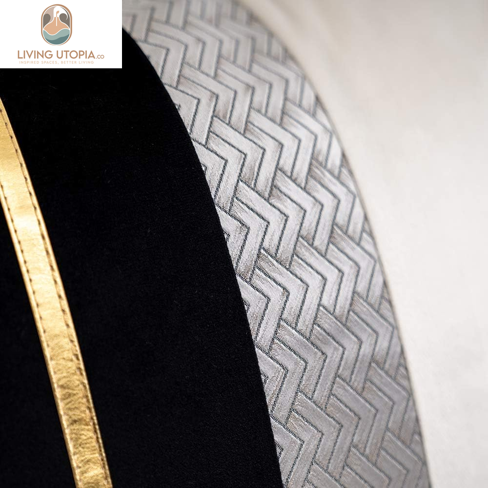 Black Patchwork Velvet Lumbar Pillow Cover with Gold Striped Leather Cushion Case Modern Luxury Pillowcase for Sofa Couch Bedroom Living Room Home Decor,12"X20"