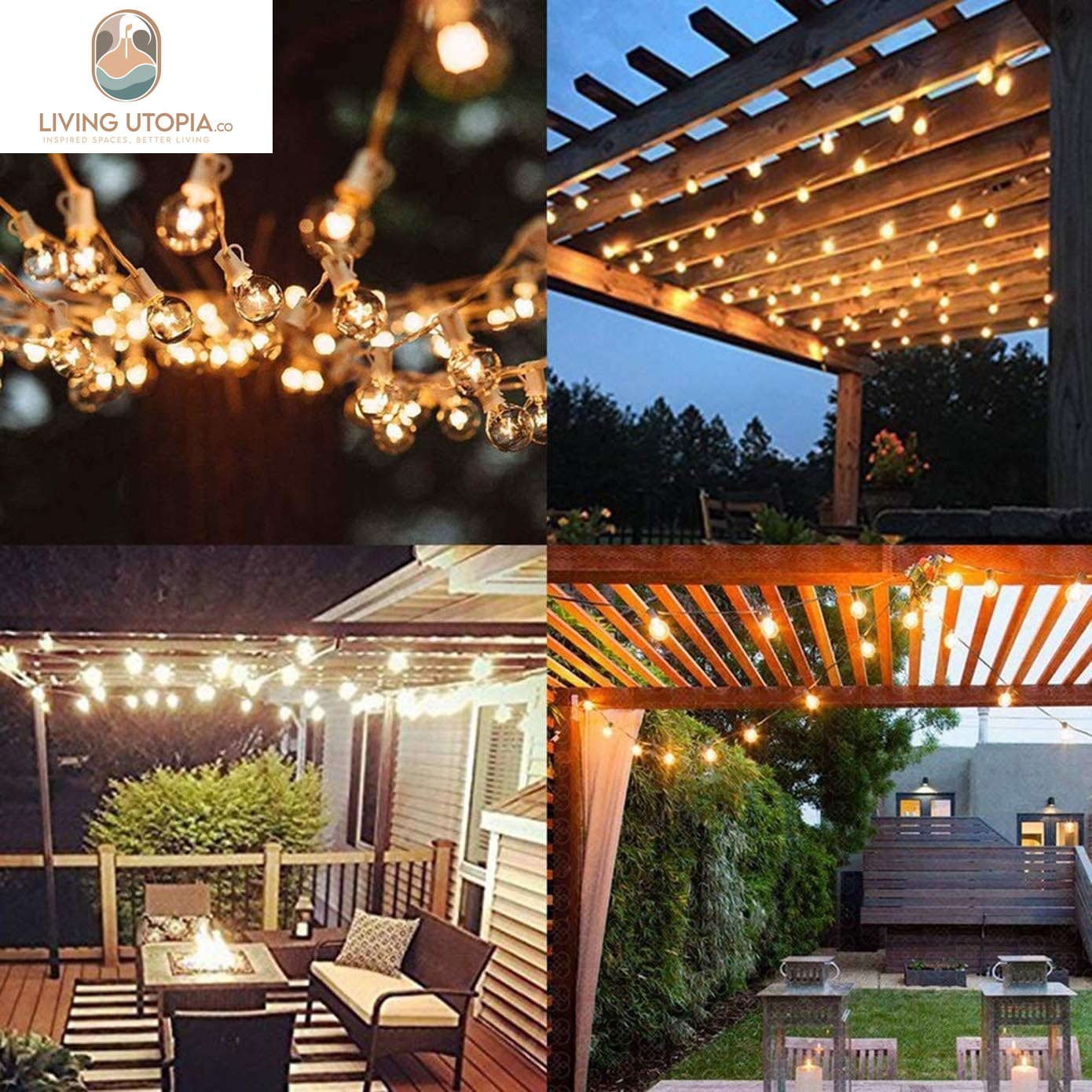 Outdoor String Light G40-100Ft with 105 Edison Glass Bulbs, 5W, E12 Socket Base, UL Listed Waterproof for Patio Lights Bars Party Decor, White