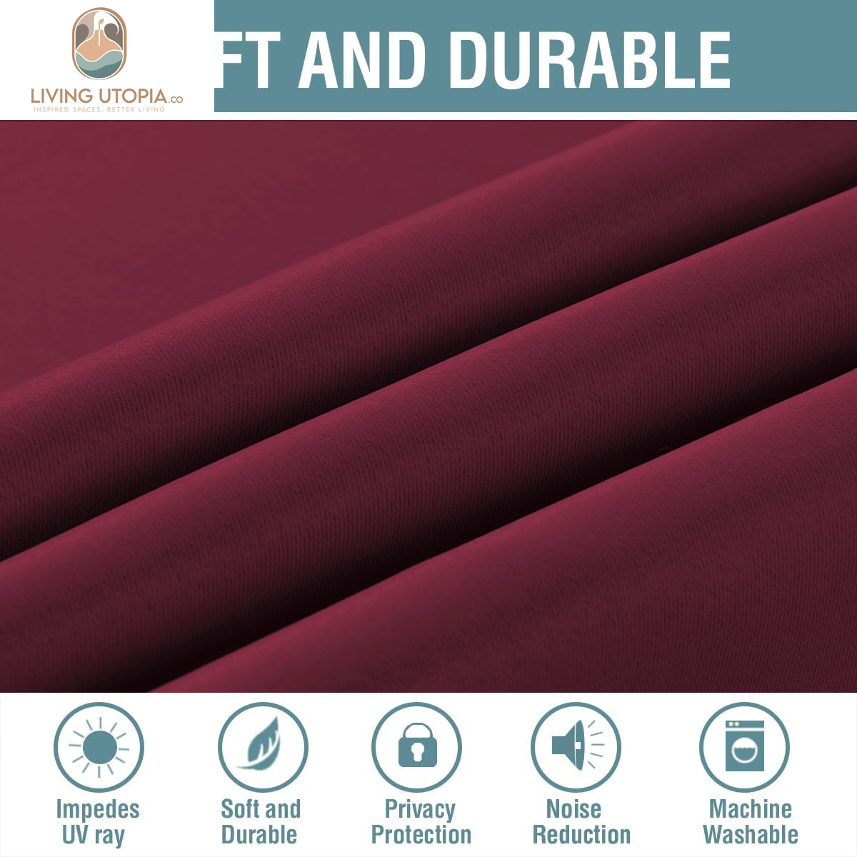 Blackout Curtains for Living Room/Bedroom Ultra Soft and Smooth Thermal Insulated Grommet Red Blackout Curtains for Christmas, 52 by 63 Inch Long - Single Panel