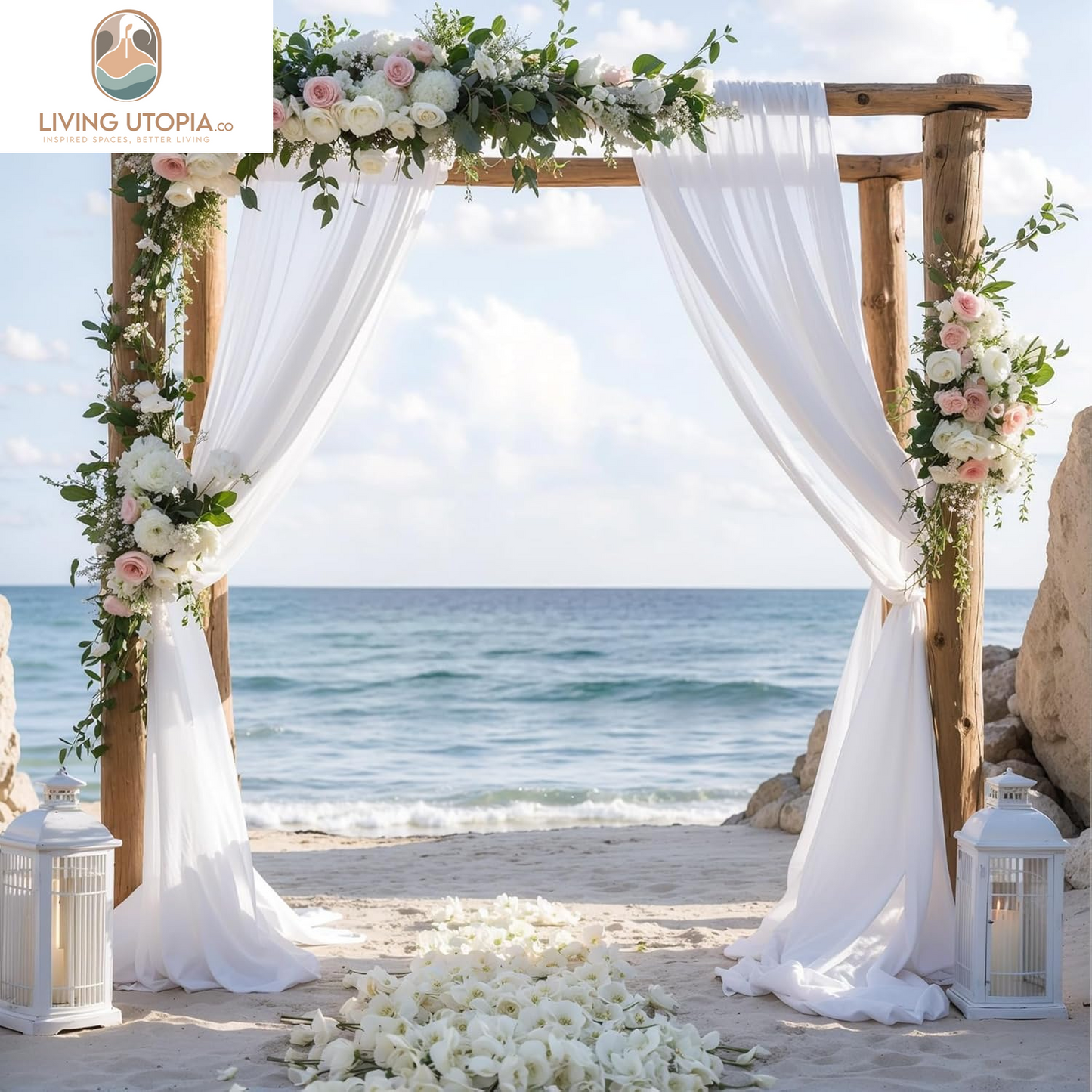 Wedding Arch Draping Fabric, 1 Panel 28" X 19Ft White Wedding Arch Drapes Sheer Backdrop Curtain for Wedding Ceremony Party Ceiling Decor