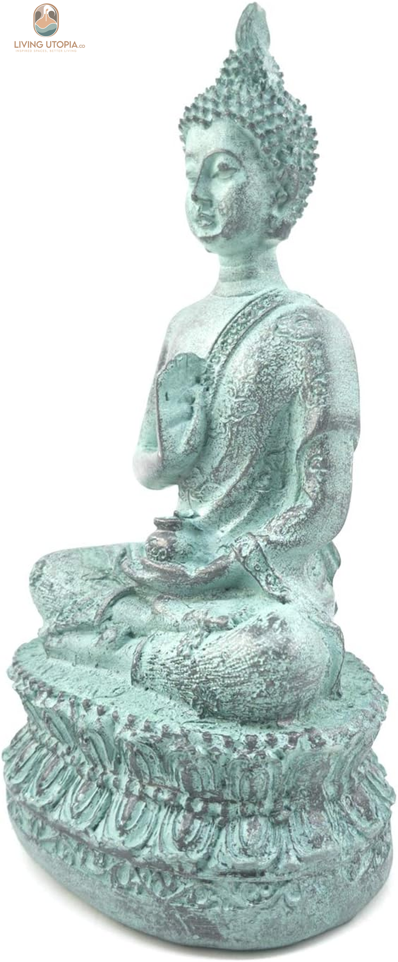 Thai Sitting Buddha Statue for Home Decor Turquoise 6.7"