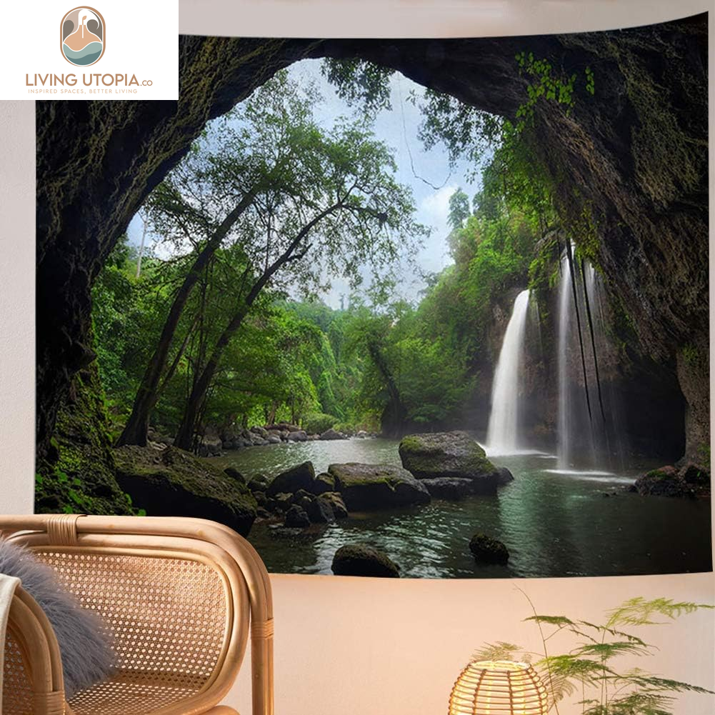 Forest Tapestry Home Decor Landscape Tapestry Living Room Bedroom Decoration Tapestry Magic Tapestry Curtain (Waterfall, 60''L×51''W)