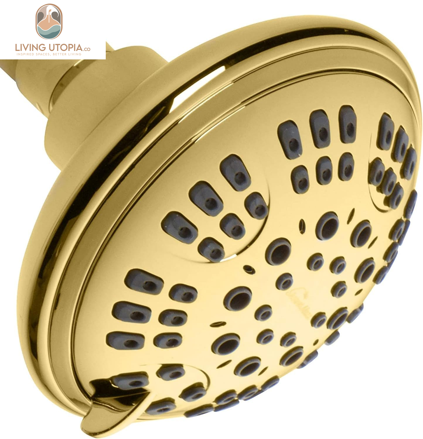 Luxury Spa: Imperialshine Gold Shower Head, 4.5 Inch 6 Spray Adjustable High Pressure Showerhead with 360 Degree Tilt, Experience Comfort and Elegance (Polished Brass/Imperialshine Gold)