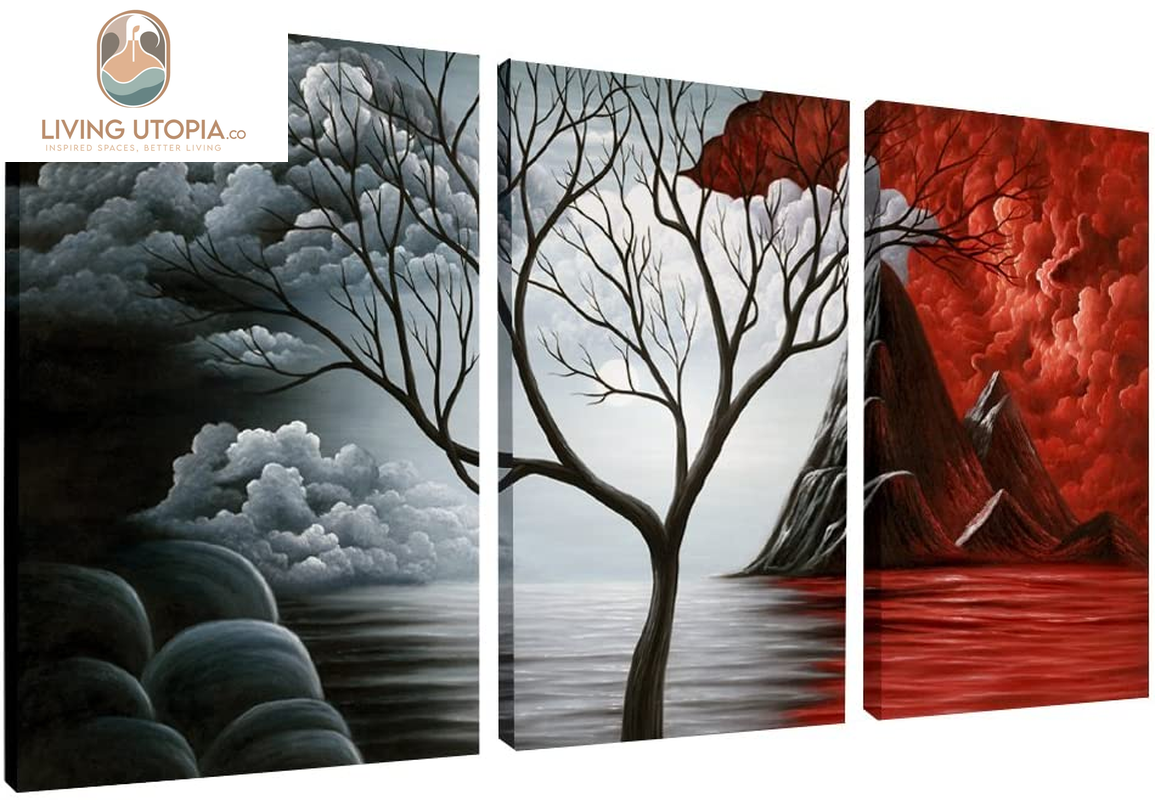 the Cloud Tree 3 Panels Modern Canvas Wall Art Prints Artwork Abstract Seascape Paintings Reproduction Sea Beach Pictures on Canvas for Home Decorations Wall Decor