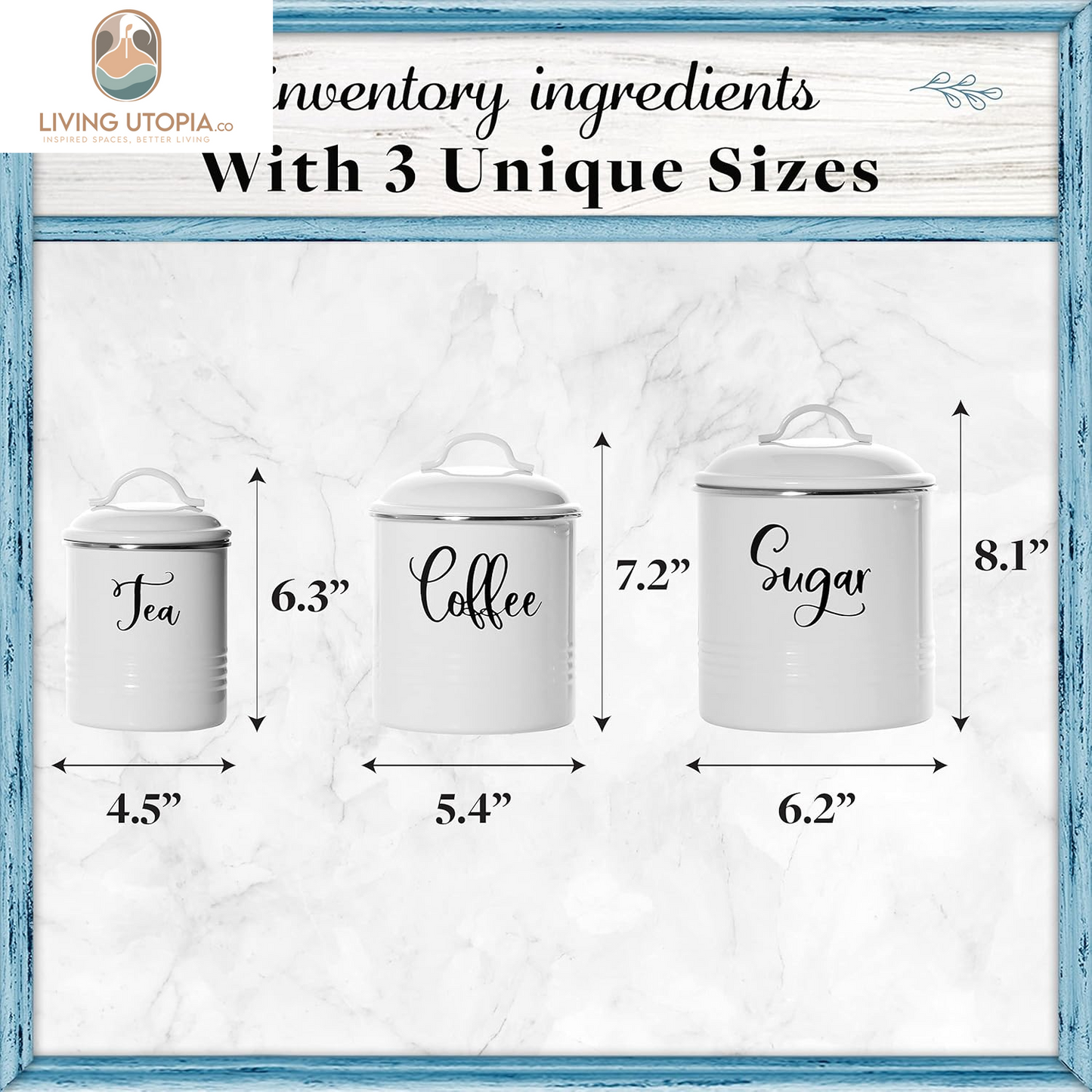 Food Storage Containers Set with Lids, Farmhouse Home Kitchen Decor Rustic Vintage Canisters
