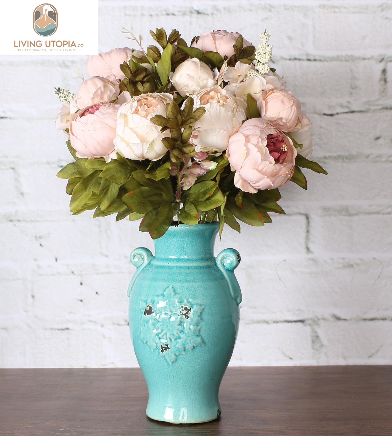 Fake Flowers Vintage Artificial Peony Silk Flowers Wedding Home Decoration,Pack of 1 (Light Pink)
