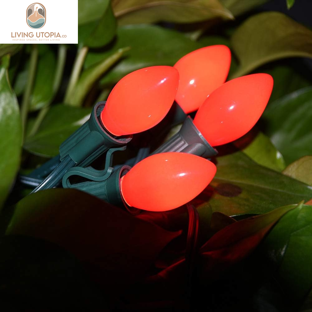 Indoor & Outdoor String Light Bulbs, C7 Red Light Bulbs, C7 Ceramic Red Christmas Replacement Bulbs for Outdoor Christmas String Lights, 5 Watt Night Light Bulb,120 Volt-Red