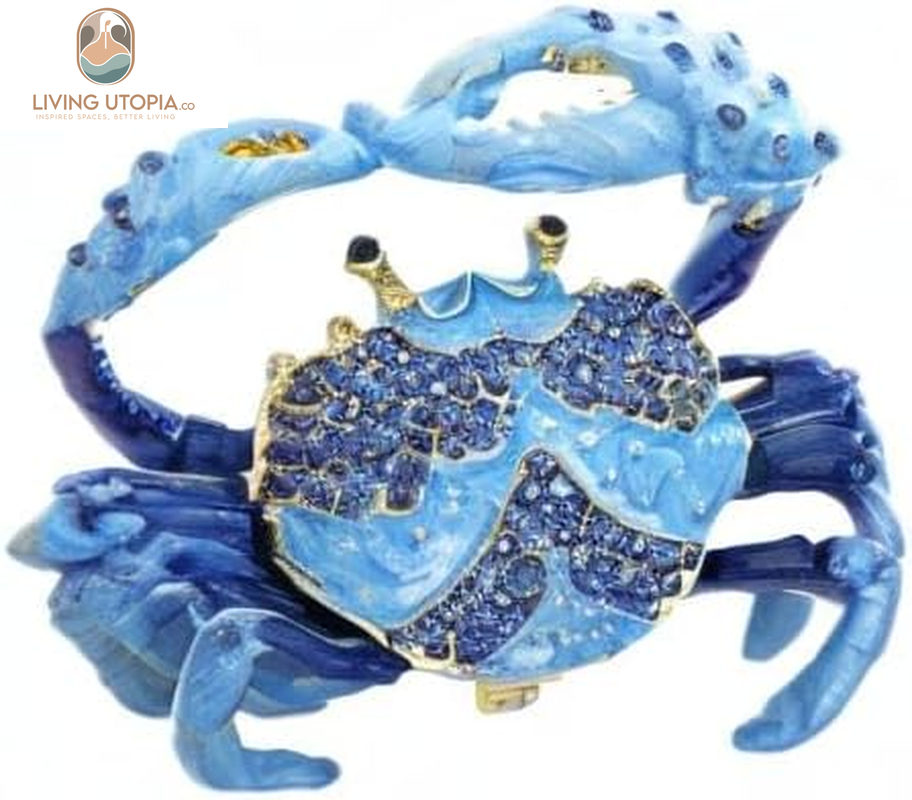 Crab Jewelry Trinket Boxes Hinged Animal Jeweled Trinket Box Decorative Crab Collectible Figurine