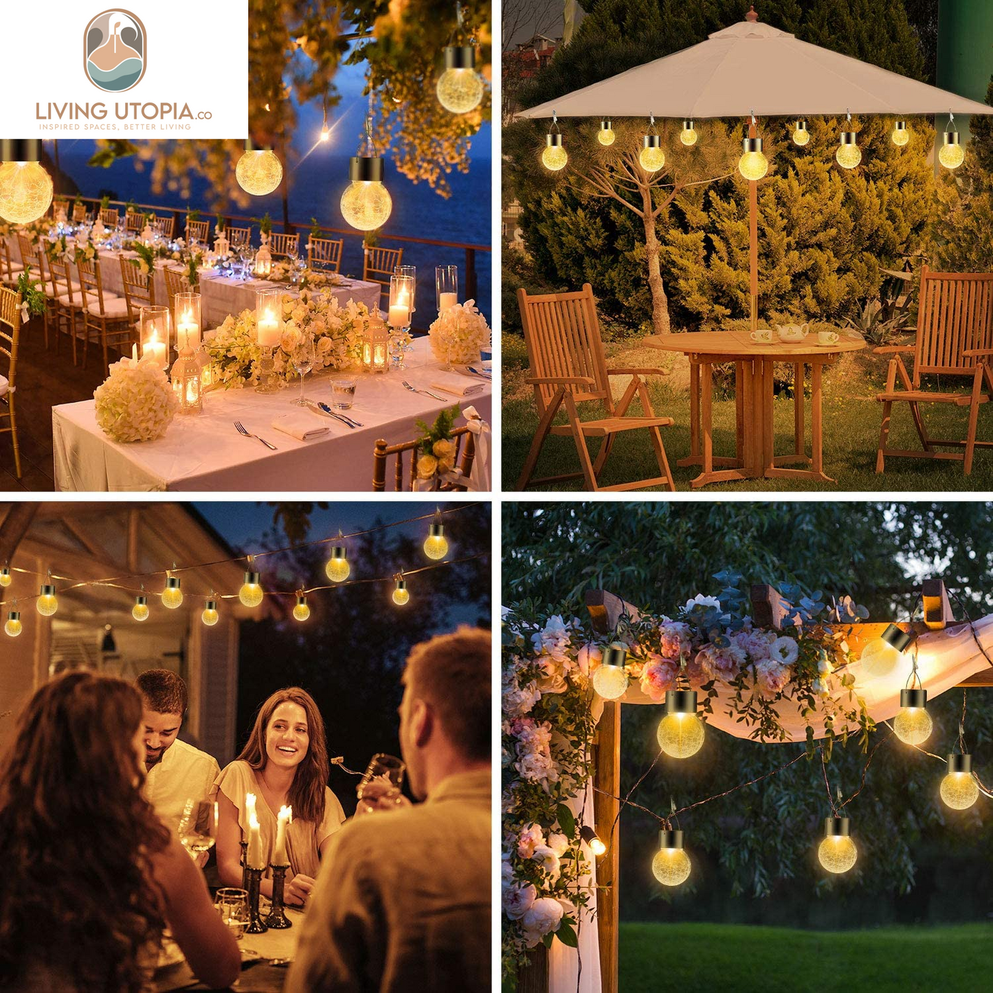 Solar Lights Outdoor Decorative 12 Pack, Hanging Solar Garden Lights Waterproof, Solar Powered Globe Lantern Cracked Glass Ball Lights for Yard Patio Fence Tree Umbrella Holiday Decoration,Warm White