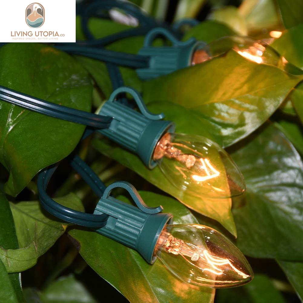 25 Pack C7 Clear Replacement Bulbs, C7 Clear Light Bulbs for Christmas Outdoor Patio Indoor String Lights, C7/E12 Candelabra Base, 5 Watt Night Light Bulbs- Clear