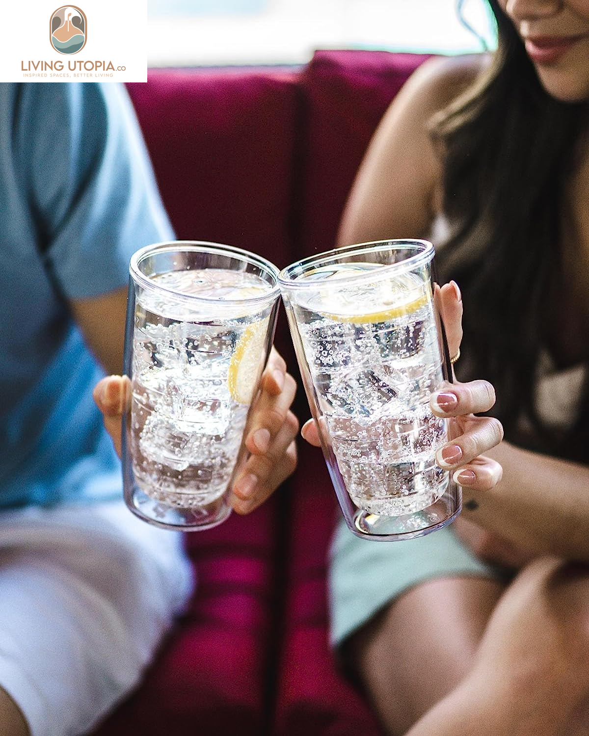 Clear & Colorful Tabletop Made in USA Double Walled Insulated Tumbler Travel Cup Keeps Drinks Cold & Hot, 16Oz - 4Pk, Blue Moon