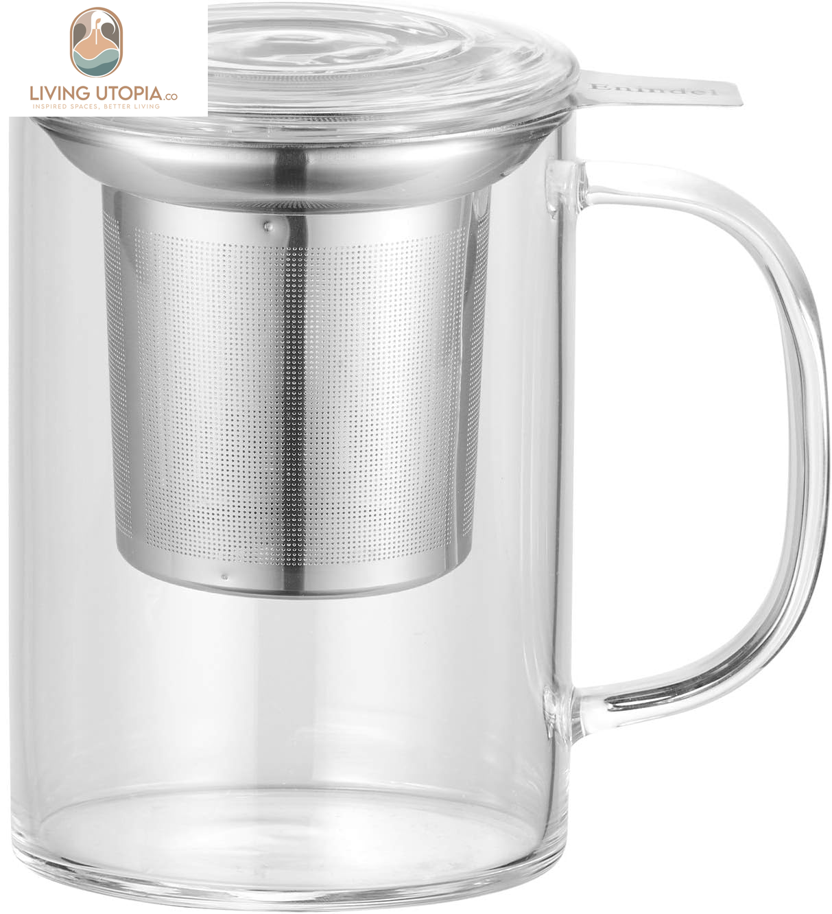 3020.05 Glass Tea Mug with Infuser and Lid, Tea Cup, Clear, 20 OZ, GM005