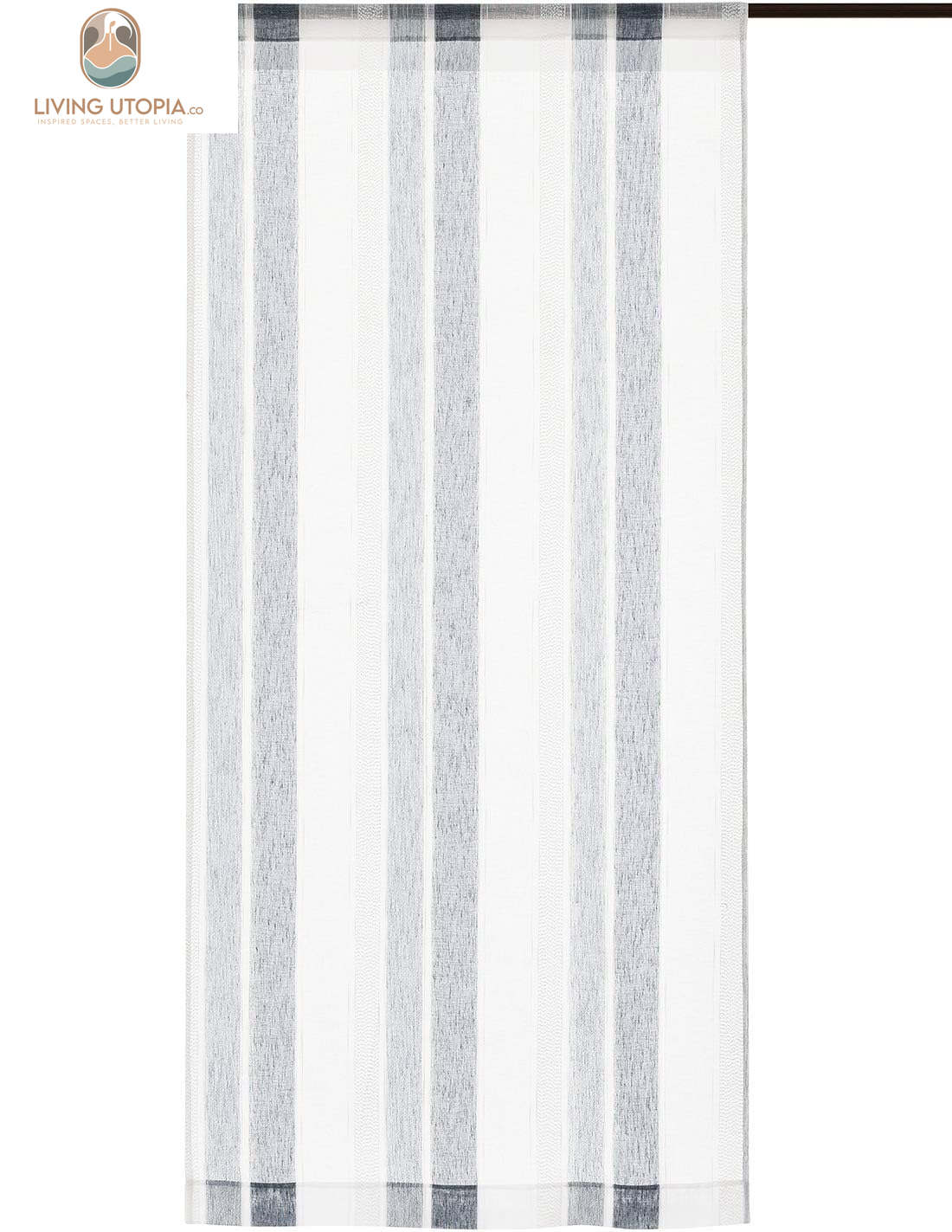 Sheer Navy Blue and White Stripe Farmhouse Curtains Boucle Linen Window Curtain Panel Pairs Yarn Dyed Woven 63 Inches Long for Living Room Bedroom 2 Pack Rod Pocket Rustic Living Panels
