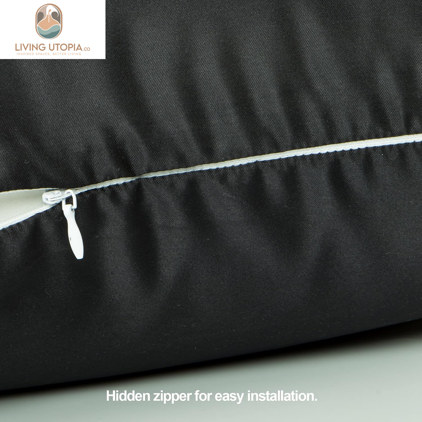2 Pack Zipped Satin Standard Pillowcases for Hair and Skin, Silky and Super Soft (20"X26") Zippered Satin Pillow Cases, Black, 20X26 Inches