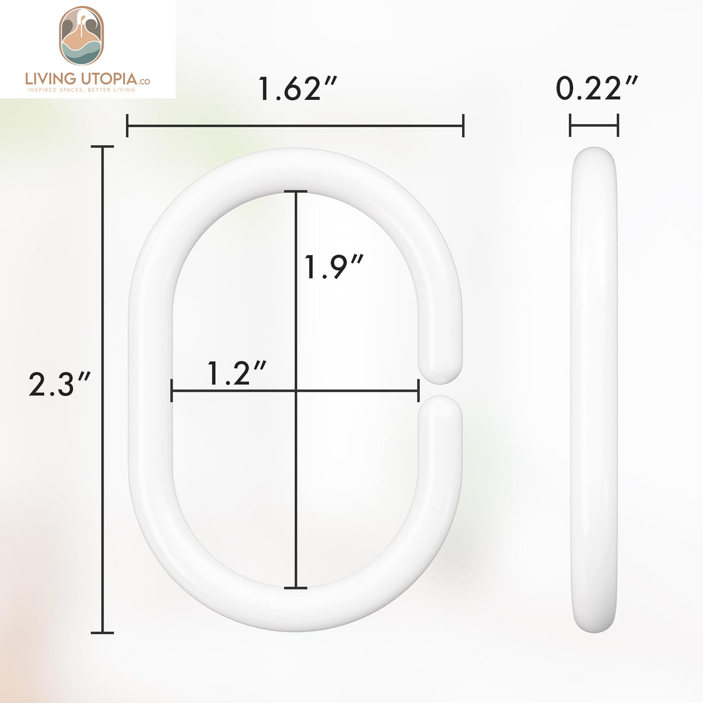 White Shower Curtain Hooks Rings, 24 Pcs Plastic Shower Curtain Rings, Plastic Shower Curtain Hooks for Bathroom Shower Rod, White Shower Hooks Rings Loops for Shower Curtain