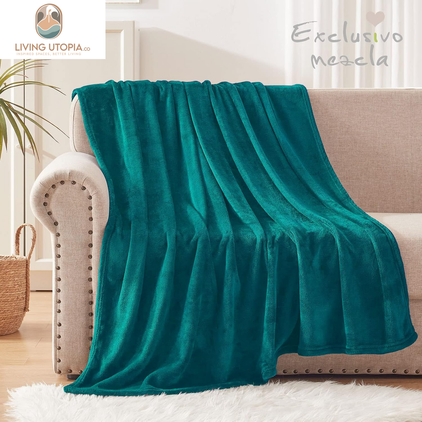 Extra Large Fleece Throw Blanket for Couch, Sofa, 300GSM Super Soft and Warm Blankets, Teal Throw All Season Use, Cozy, Plush, Lightweight, 50X70 Inches