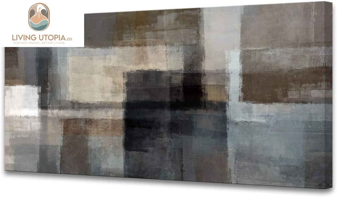 A62450 Canvas Prints Abstract Wall Art Print Paintings Grey and Brown Home Decor Framed Ready to Hang for Living Room Bedroom and Office Home Kitchen Artwork