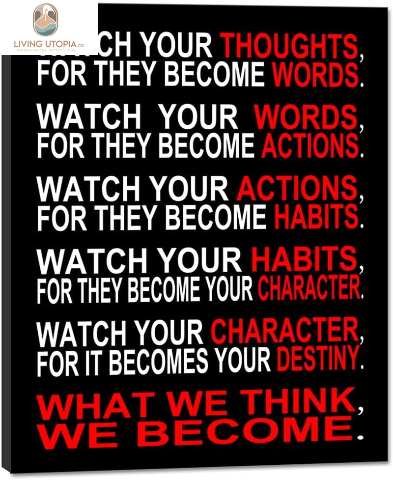 Watch Your Thoughts Motivational Classroom Poster Modern Canvas Prints Wall Art Paintings Ready to Hang for Office Living Room Home Decorations Stretched Pictures Artwork