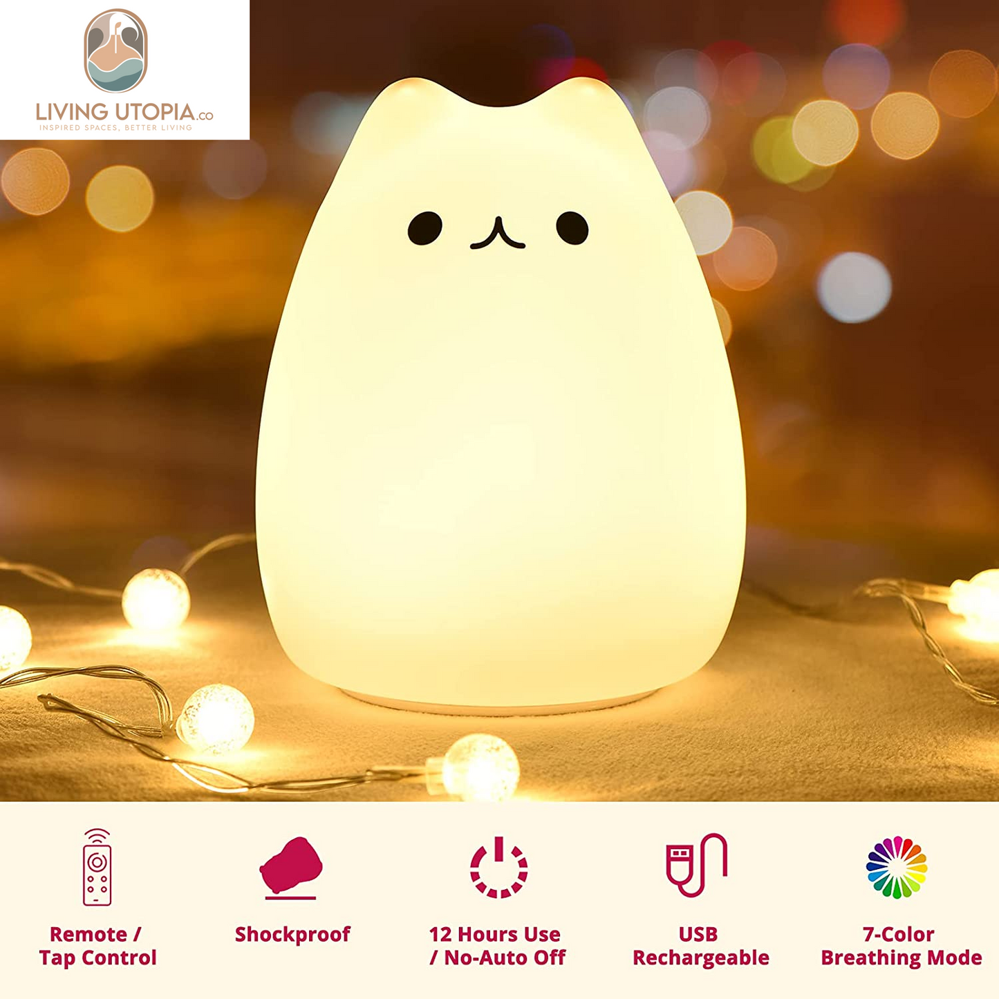 Cat Lamp, Gifts for 3 4 5 Year Old Girls,Graduation Gifts for Teen Girls,Kids Night Light for Bedroom,Kawaii Kitty Baby Nursery Lamp with Remote Control.