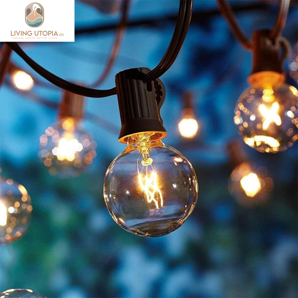 50 Feet Patio String Lights with 53 Edison Globe Bulbs, UL Listed for Indoor Outdoor Use, E12 Socket Base, Connectable Lights for Porch Deck Gazebos Balcony Wedding Gathering Parties Decor, Black