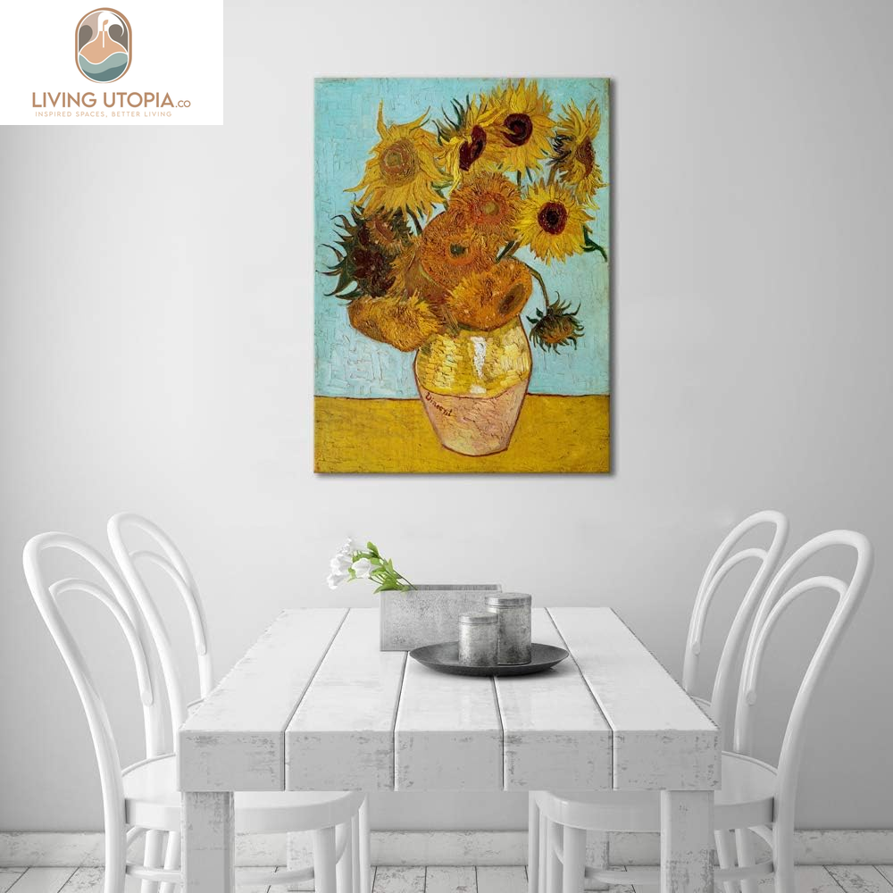 Sunflower Large Canvas Prints Wall Art by Vincent Van Gogh Oil Paintings Reproduction Modern Stretched and Framed Floral Giclee Flowers Pictures Artwork for Bedroom Home Office Decor