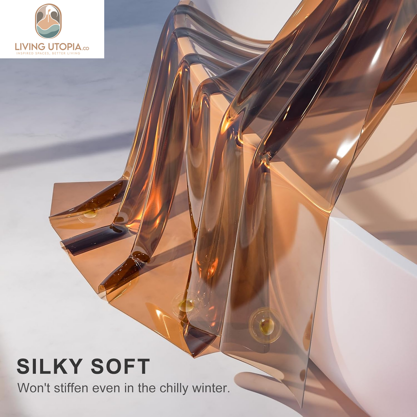Shower Curtain Liner, 100% EVA Soft Clear Amber Heavy Duty Shower Curtain and Liner 2-In-1, 72X72 Luxury Plastic Weighted Bathroom Shower Liner, 12 Rustproof Grommets & 3 Heavyweight Stones