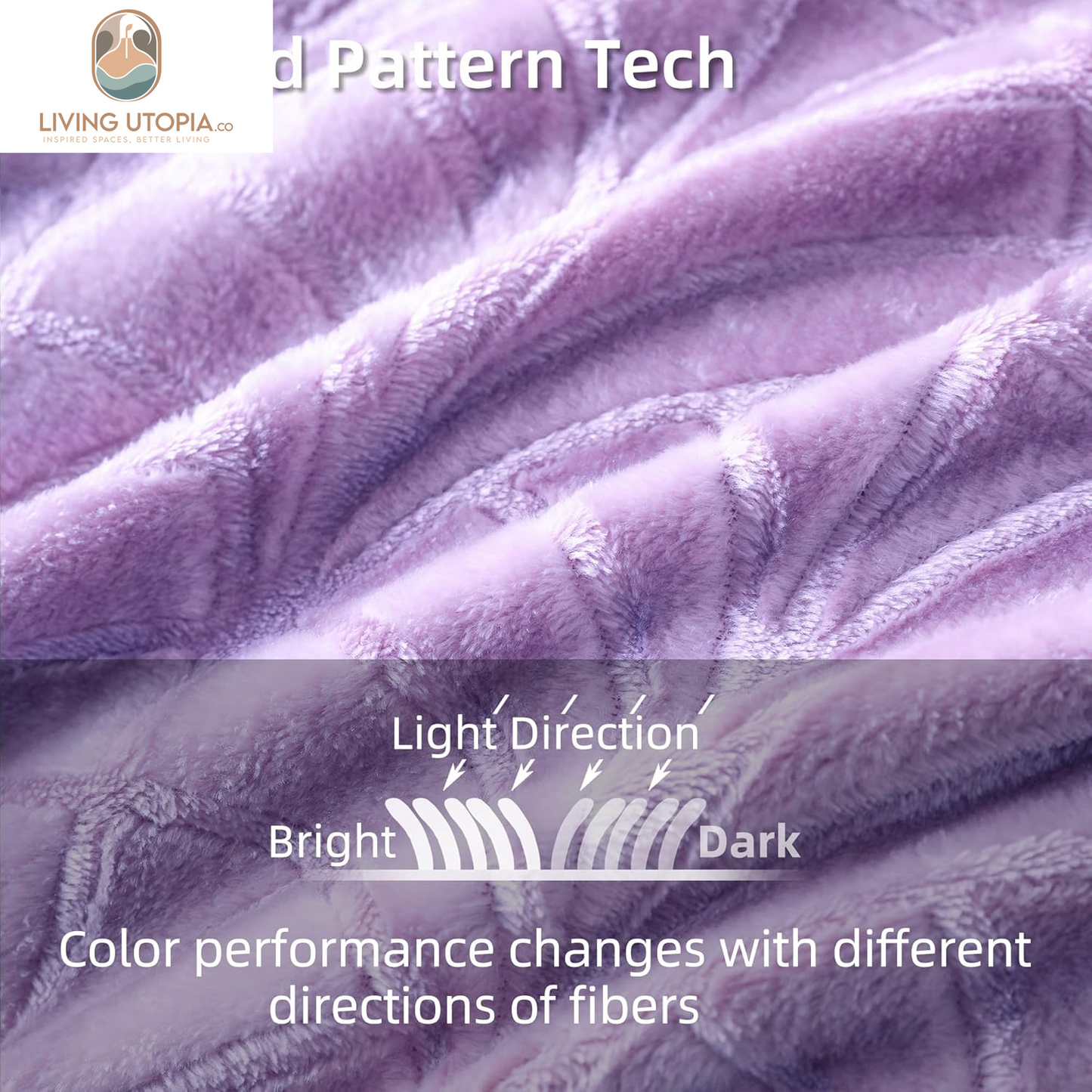 Flannel Fleece Twin Size Blanket for Bed, Soft Fluffy Velvet Bedspread Coverlet with Decorative Vintage Pattern for All Season, Warm and Lightweight, 90X66 Inch, Lilac