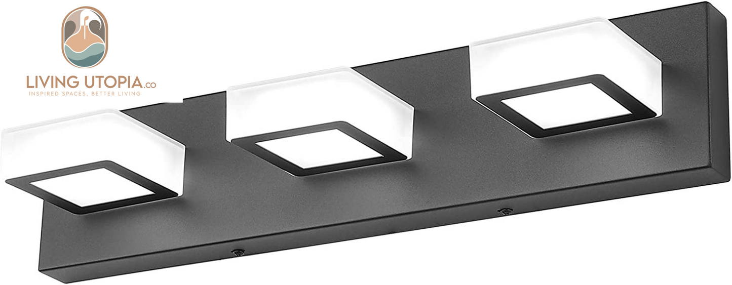 3 Light Dimmable Bathroom Vanity Light LED Modern Matte Black Vanity Wall Light Acrylic Stainless Steel Bathroom Vanity Lighting Fixtures