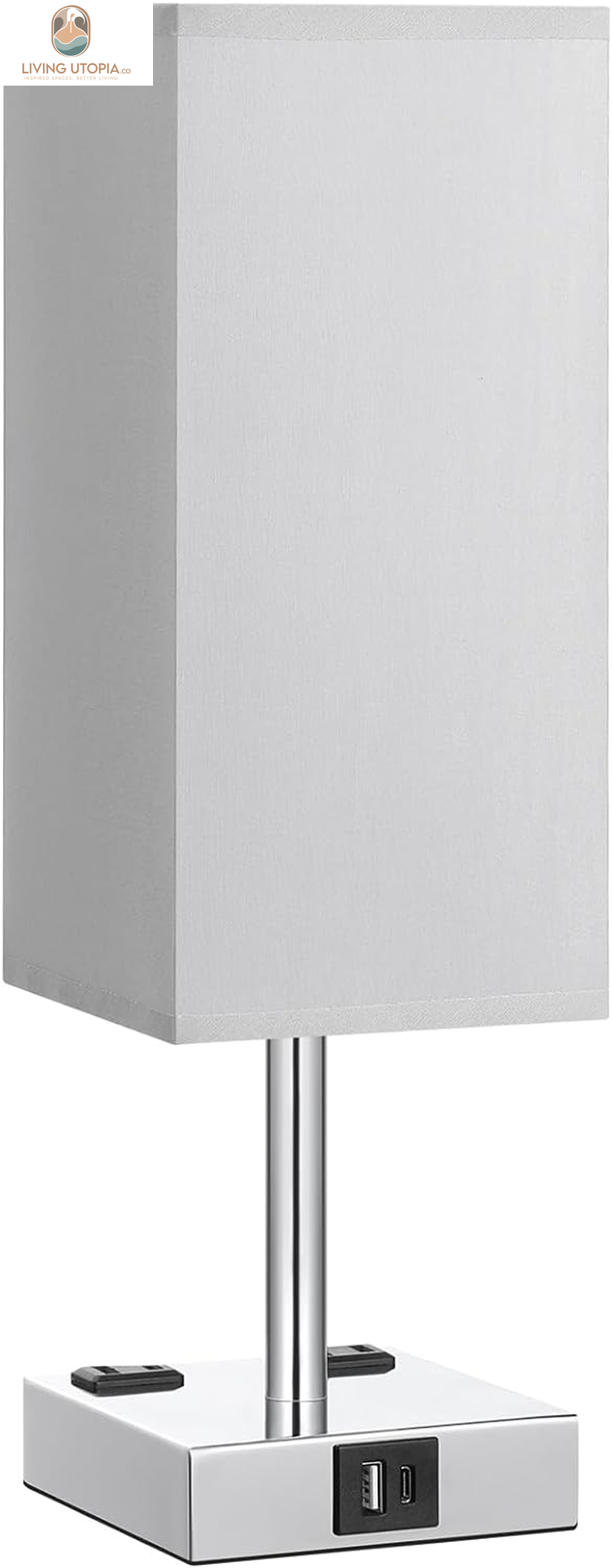 【Upgraded】Bedside Table Lamp Touch Control, with USB C+A Charging Ports & Dual AC Outlets, 3-Way Nightstand Lamp for Bedroom with Lampshade Living Room Office(Led Dimmable Bulb Included)