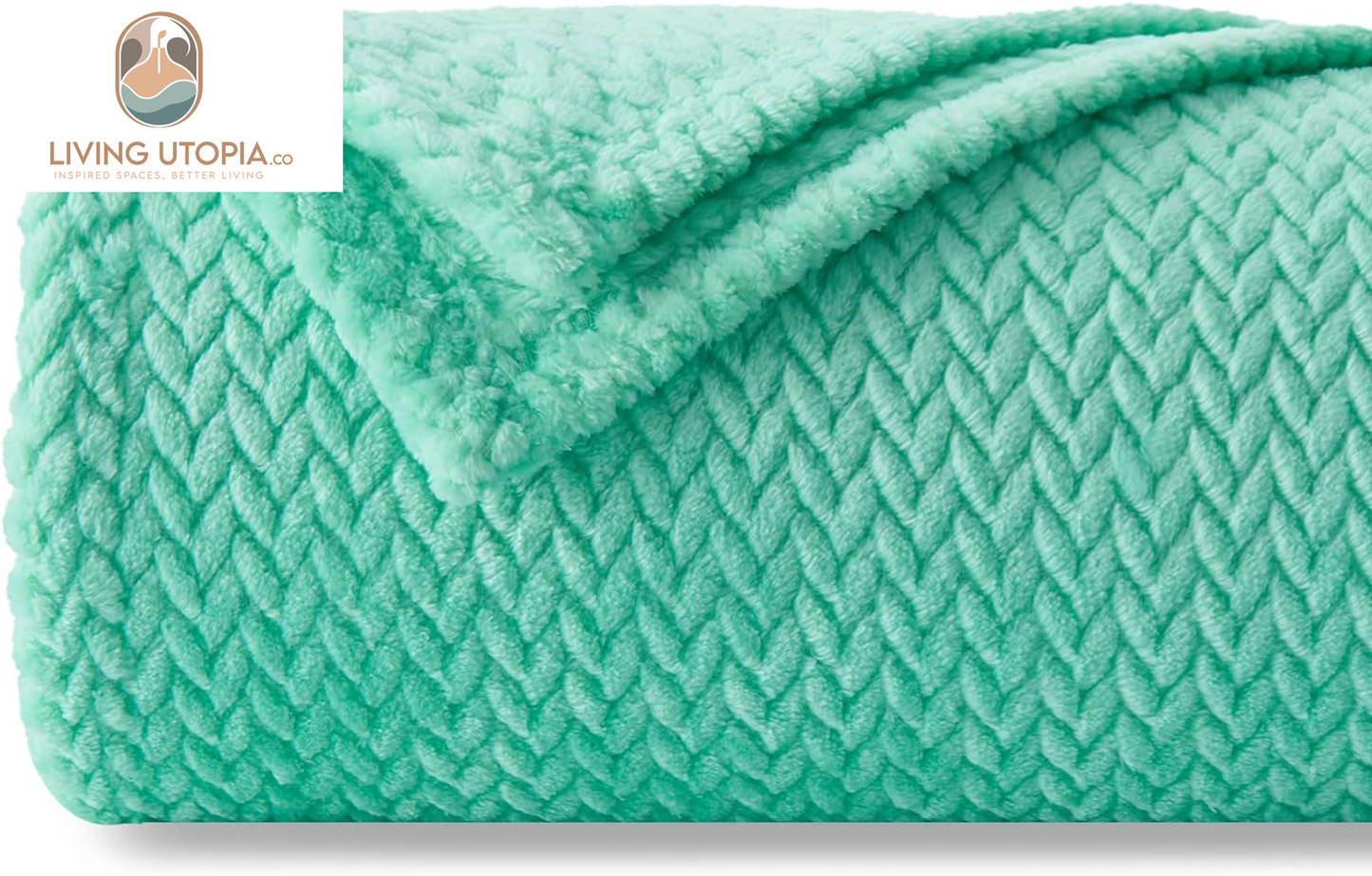 Super Soft Throw Blanket Aqua Premium Silky Flannel Fleece Leaves Pattern Lightweight Bed Blanket All Season Use (Aqua, Throw(40"X50"))