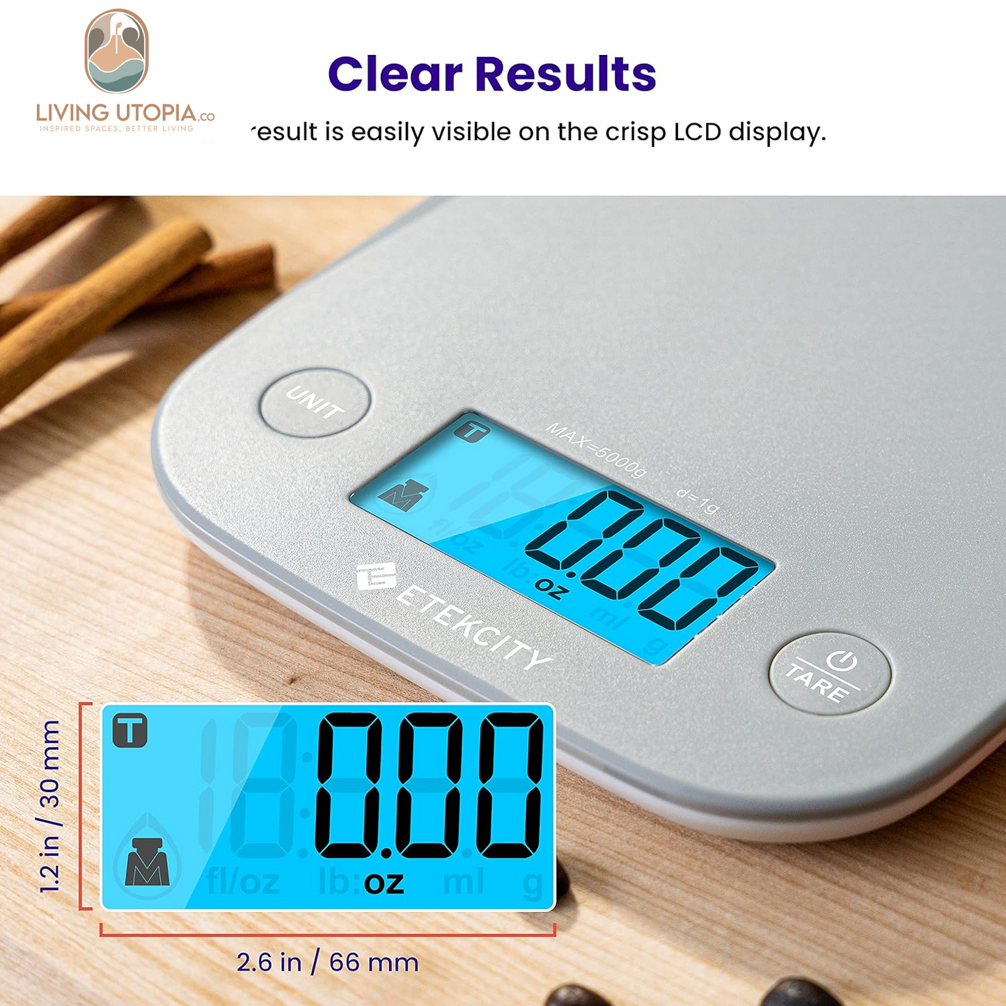 Food Kitchen Scale, Digital Weight Grams and Oz for Cooking, Baking, Meal Prep, and Diet, Medium, Gray