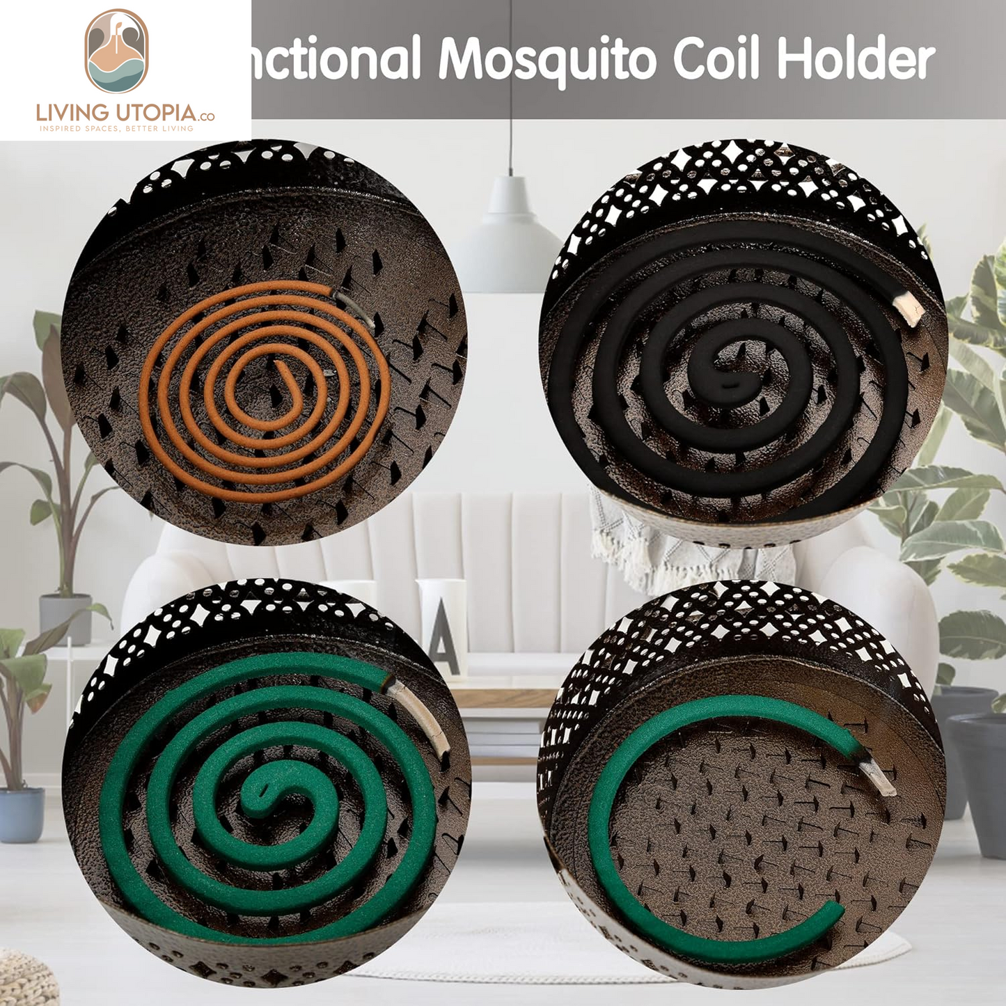 Yellow Retro Mosquito Coil Holder for Home & Camping