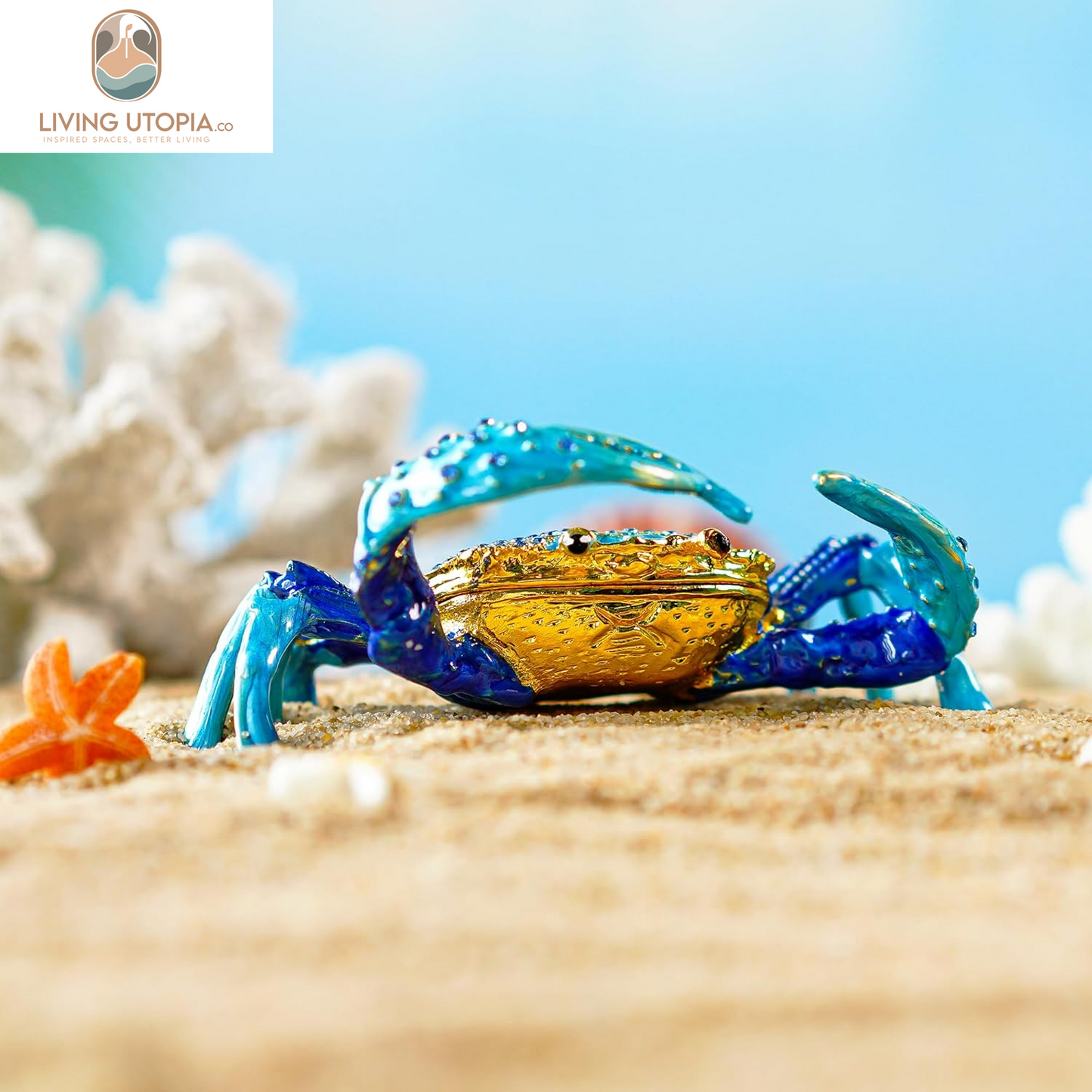 Crab Jewelry Trinket Boxes Hinged Animal Jeweled Trinket Box Decorative Crab Collectible Figurine