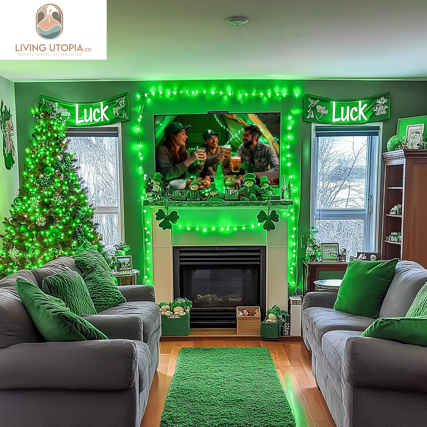 Connectable 100 LED Green Lights for St Patricks Day Decor, 8 Modes Plug-In Green String Lights Indoor, 33Ft Clear Wire Green Christmas Lights Outdoor for Christmas Tree Xmas Decor