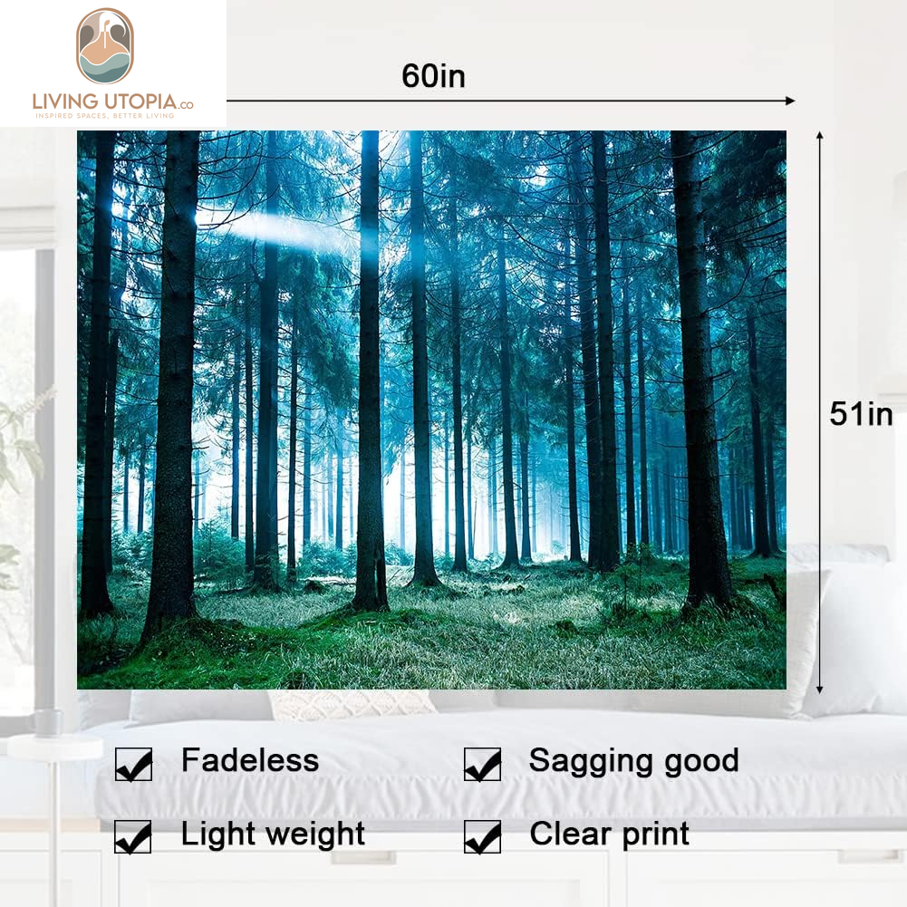 Forest Tapestry Home Decor Landscape Tapestry Living Room Bedroom Decoration Tapestry Magic Tapestry Curtain (Forest White Light, 60''L×51''W)