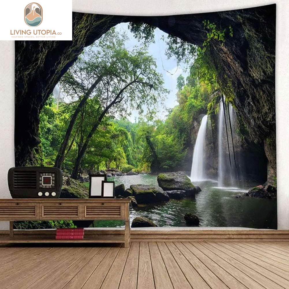 Forest Tapestry Home Decor Landscape Tapestry Living Room Bedroom Decoration Tapestry Magic Tapestry Curtain (Waterfall, 60''L×51''W)
