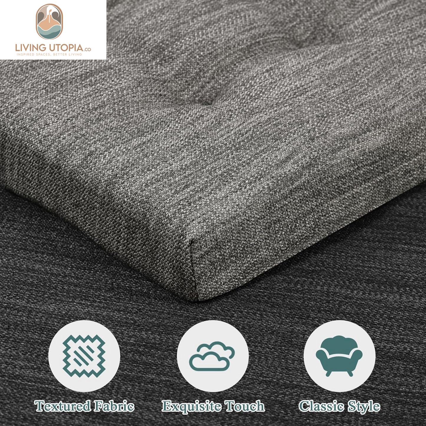 12 Inches Square Seat Cushion, Super Soft 2PC Bar Stool Square Seat Cushion with Ties- Gray (12" (30CM) 2PC)