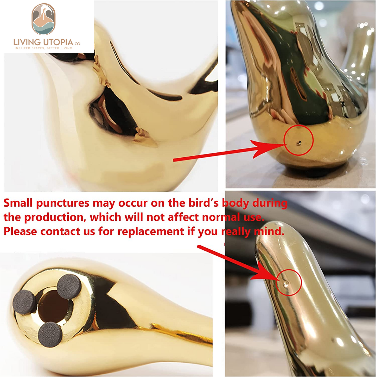 Small Birds Statues Gold Home Decor Modern Style Figurine Decorative Ornaments for Living Room, Bedroom, Office Desktop, Cabinets