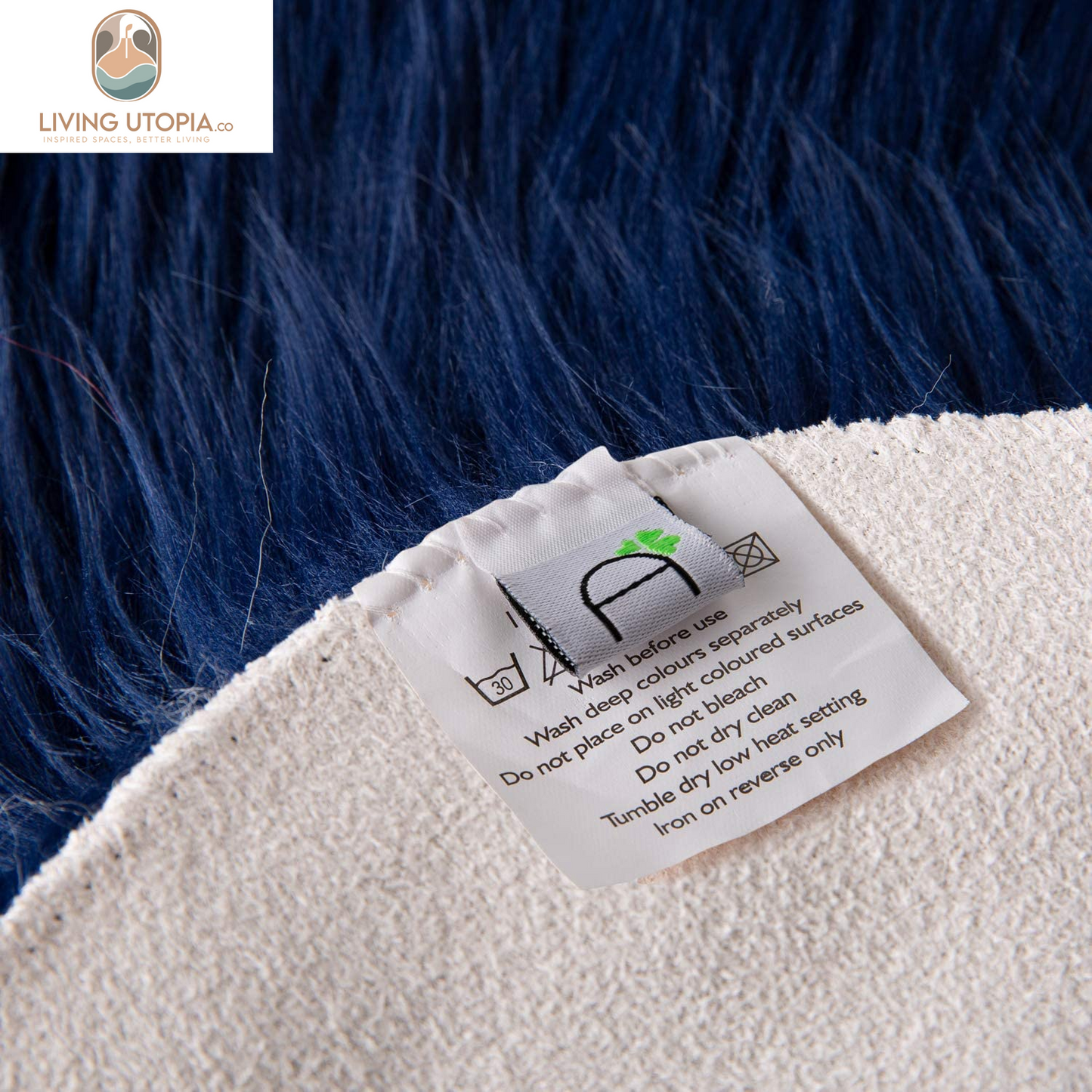 Ashler Faux Fur Rug, Fluffy Shaggy Area Rug Ultra Soft 2 X 3 Feet Sheepskin Fur Rug, Navy Blue Fuzzy Rug Machine Washable Shag Rug, Nursery Decor Throw Rugs for Bedroom, Kids Room, Living Room