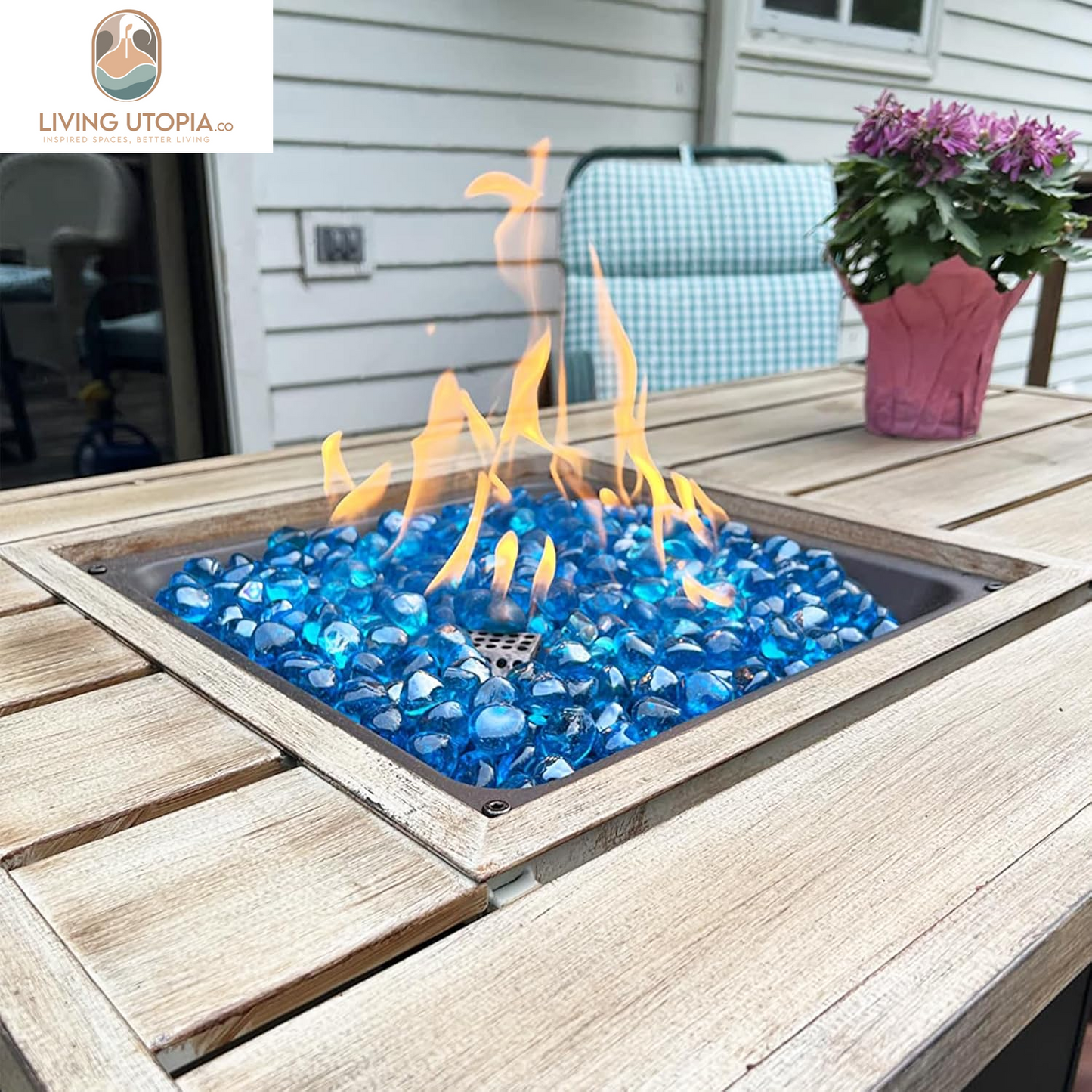 Caribbean Blue Reflective Fire Pit Glass – 10 lb