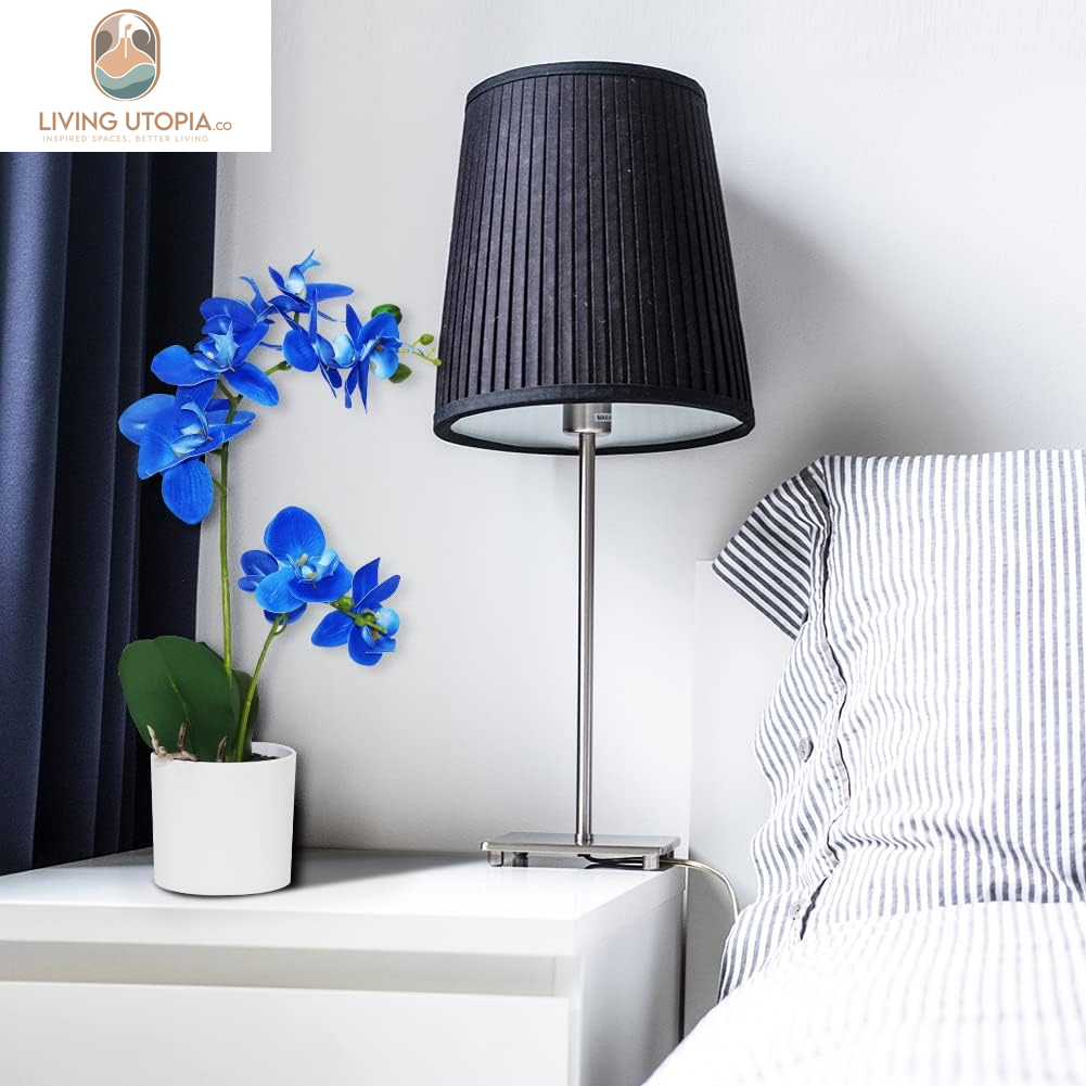 Blue Orchid Artificial Flowers in Pot, Fake Potted Orchid Flowers, Decoration for Home Office Wedding