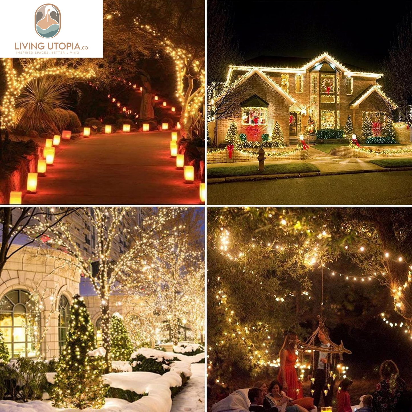 105FT 300 LED Christmas Lights Outdoor, Plug in 8 Mode String Lights for Christmas Tree, Party, Patio, House Christmas Decoration (Warm White)