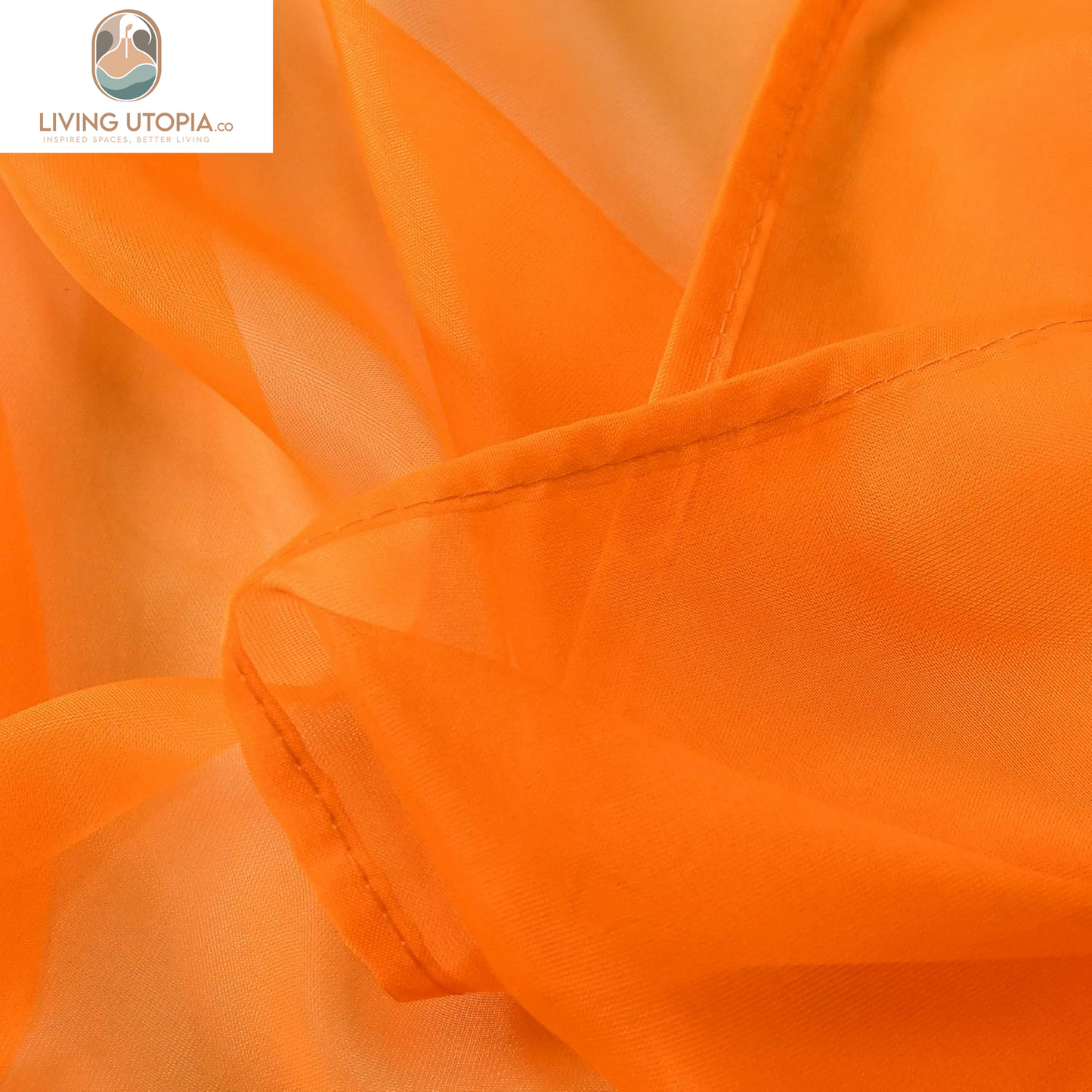 2 Panels Solid Color Orange Sheer Curtains Elegant Rod Pocket Window Voile Panels Drapes for Bedroom Living Room (52X63 Inches)