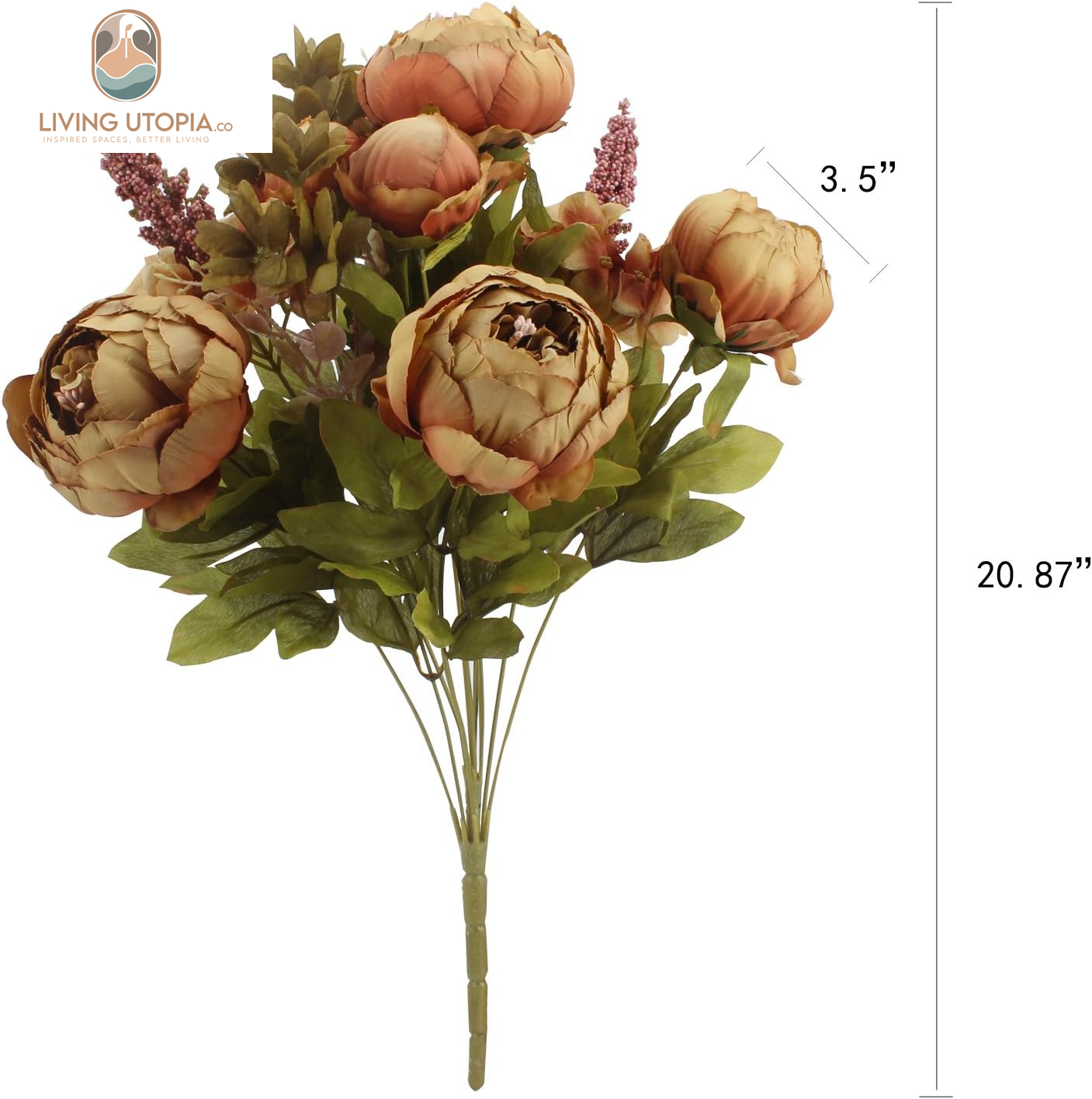 Fake Flowers Vintage Artificial Peony Silk Flowers Wedding Home Decoration,Pack of 1 (Coffee)