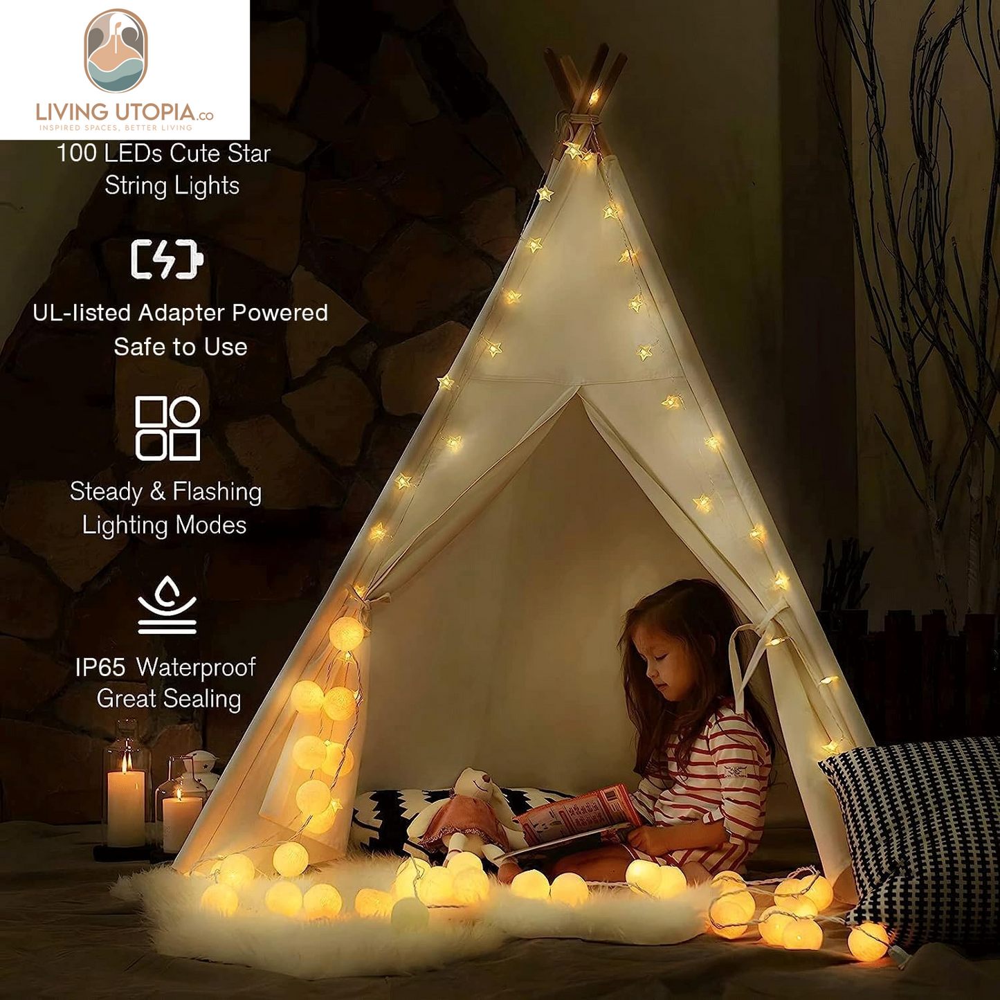 Star String Lights Plug in - 33 Ft 100 LED Star Fairy String Lights with Remote and Timer, Waterproof for Bedroom Porch Wedding Party Patio Garden Tent Indoor Outdoor Décor, Warm White