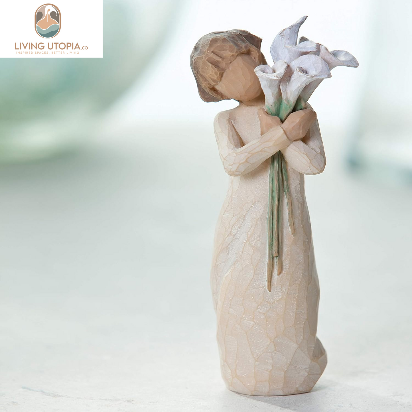 Beautiful Wishes, a Gathering of Beautiful Wishes for You - Love, Health, Happiness, a Gift That Expresses Caring or for Those Who Love Flowers, Sculpted Hand-Painted Figure