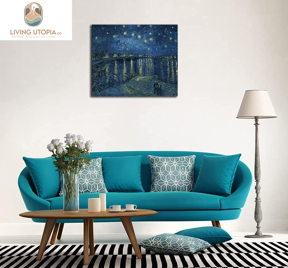 Starry Night over the Rhone by Van Gogh Classic Oil Paintings Reproduction Modern Seascape Giclee Canvas Prints Artwork on Canvas Wall Art Ready to Hang for Living Room Home Decorations